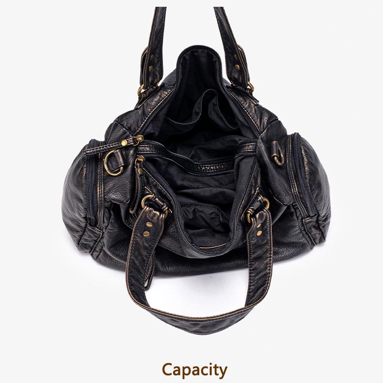 Women's Y2K Washed Distressed Large Motorcycle Shoulder/Crossbody Handbag