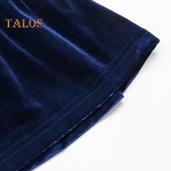 Women Tops V-Neck Lantern Long Sleeve Solid Color Pullover Tops Ruffle Stitching Hem Loose Fit Velvet Shirt