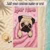 Pug Theme Soft Beach Towel Personalized Custom Name Text Towel Portable for Beach Pool Travel