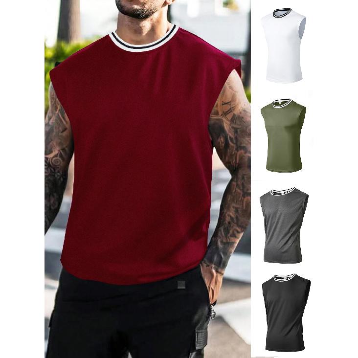 Sommer Gestricktes Vertikalstreifen Fitness Sport Freizeit Slim Fit Tanktop Für Herren Ärmelloses Breitträger Tanktop Für Herren