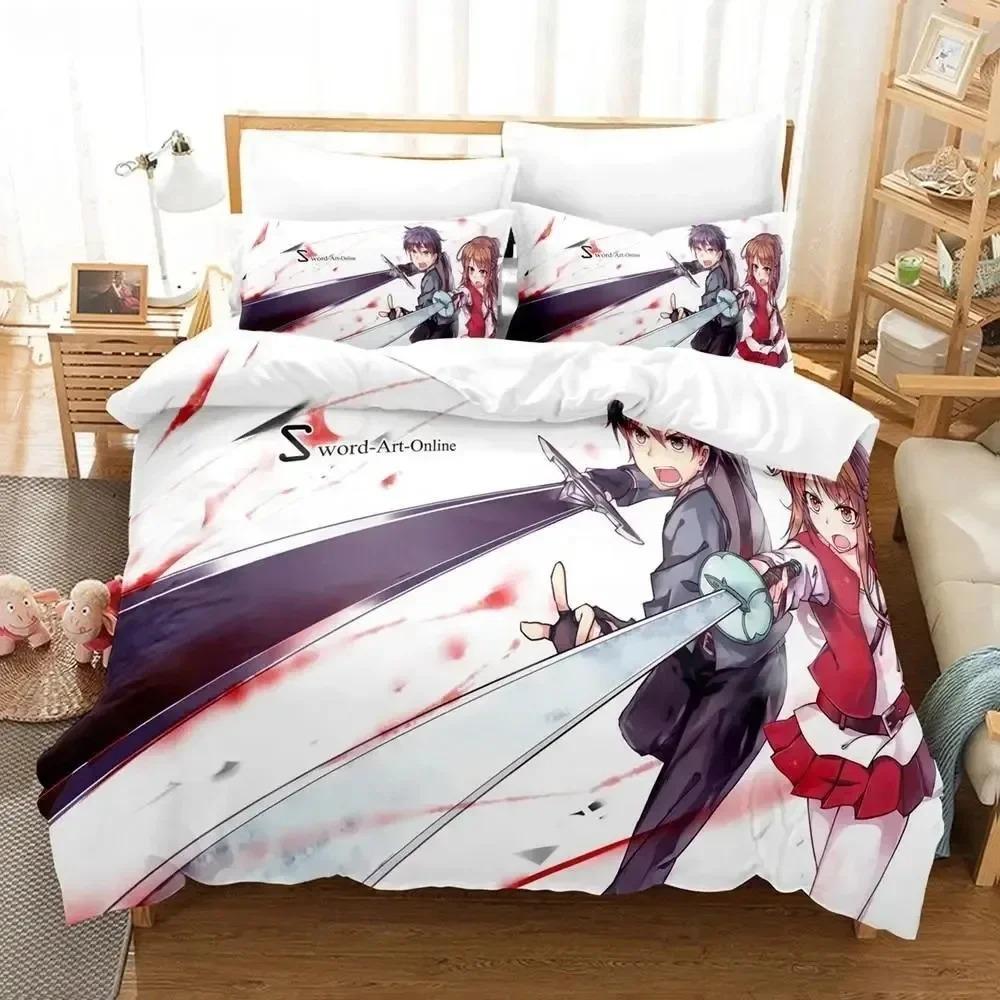 Anime Sword Art Online Beding Sets Home Textile Pilow Case 3D Bed Soft Duvet Covers Children Kids Gift Bed Linen Set Home Textiles Beding