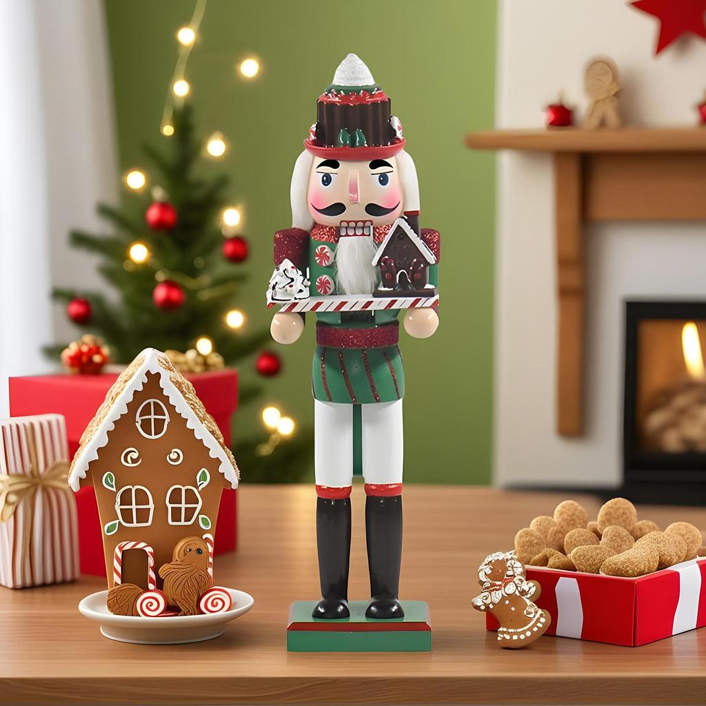 Christmas Nutcrackers 14 Inch Wooden Figure Model Christmas Nutcracker Soldier For Home Fireplace Shelves Birthday Party