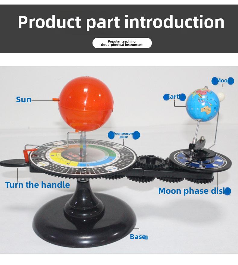 Hand-Cranked Solar System Motion Model - Stunning Astronomy Desk Decor with Rotating Planets | Unique Space-Themed Display Gif