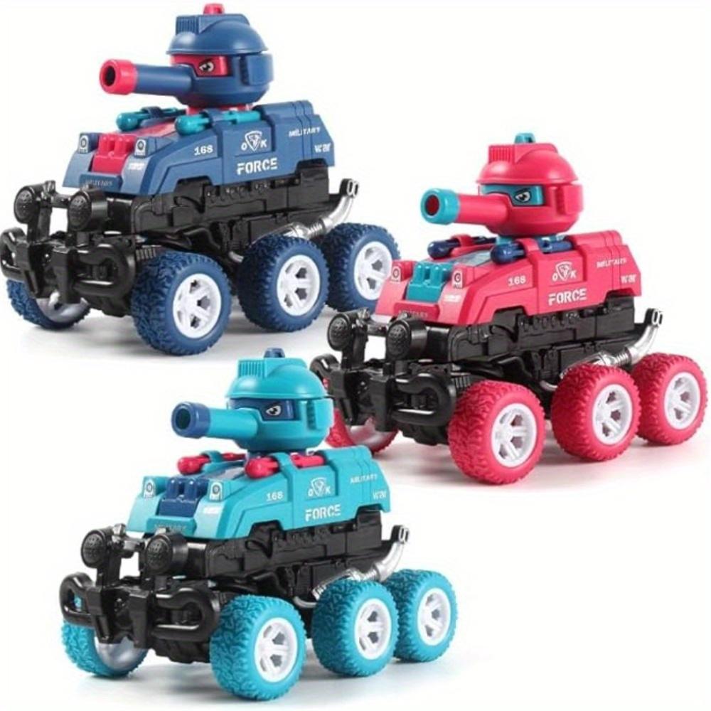 3 Pack Tank Monster Truck Toys: Friction Driven Push And Pull Toy Cars, Inertia Car Playset Stunt Toys, Suitable for Boys And Girls Ages 3-6