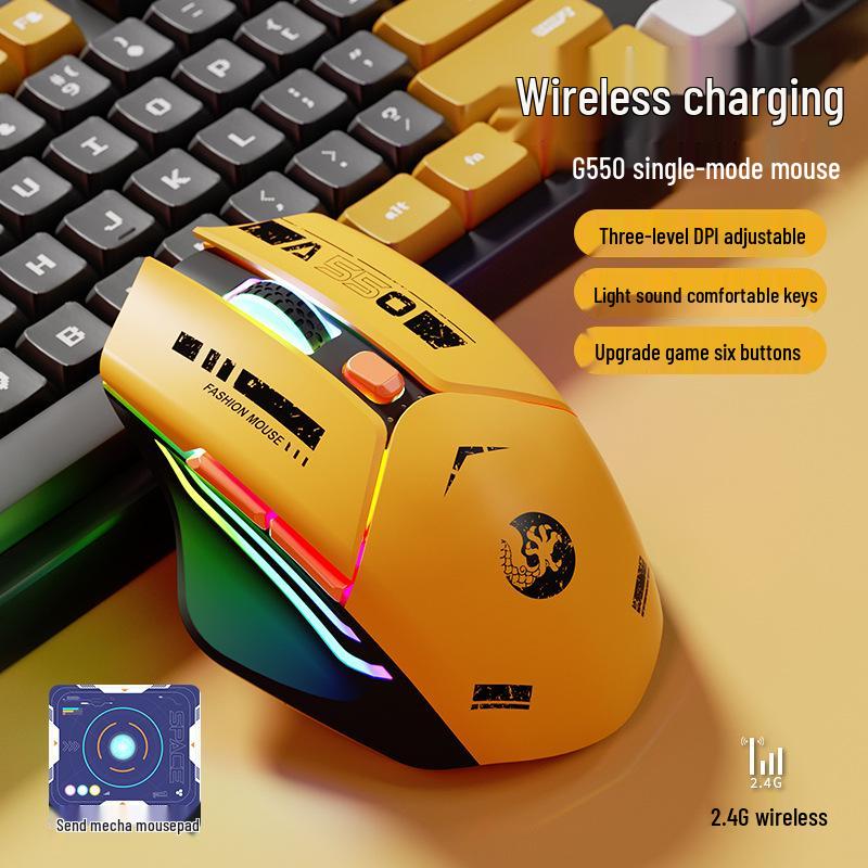 Mecha Mouse Wireless Silent Bluetooth Dual-Mode Mechanical Gaming Mouse Rechargeable for PC/Laptop.