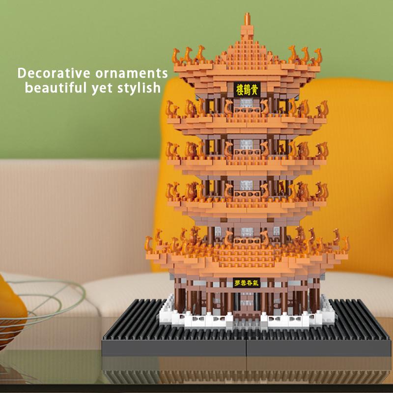 Yellow Crane Tower High Difficulty Microparticle Building Blocks National Style Architecture Boy and Girl Assembly Toy Model