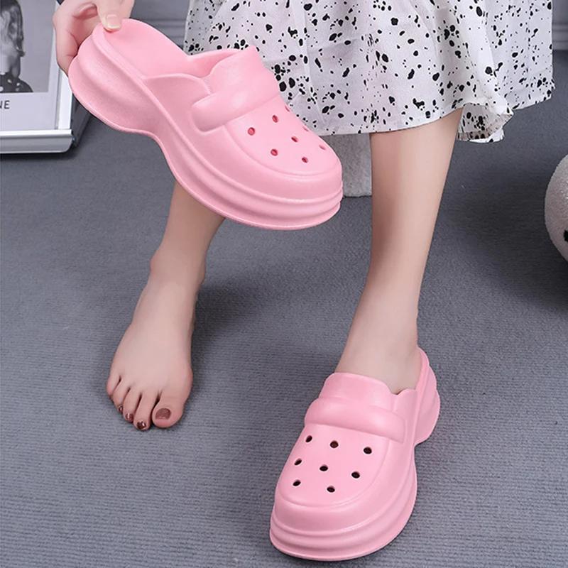 Fashion White Eva Platform Clogs Women Thick Sole Closed Toe Slippers Woman Summer Beach Sandals Non Slip Garden Slides Shoes for Ladies