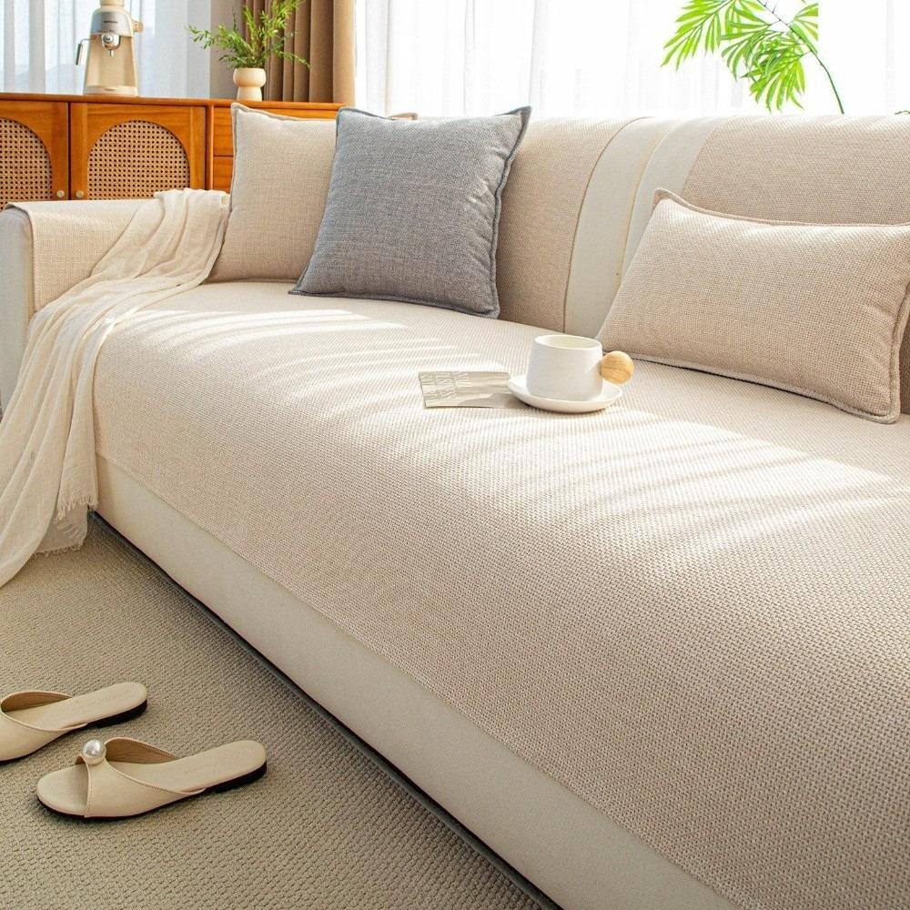 

Cotton-Linen Blend Couch Seat Cover Non-slip Sofa Backrest Cover Couch Protector for Living Room 70 x 70 cm