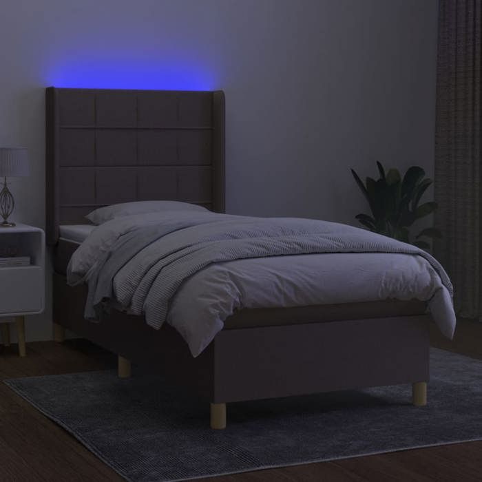 VidaXL Slat Bed Base with Mattress and LED, Upholstered Bed, Single Bed, Adult Bed for Interior Bedroom, 3138833