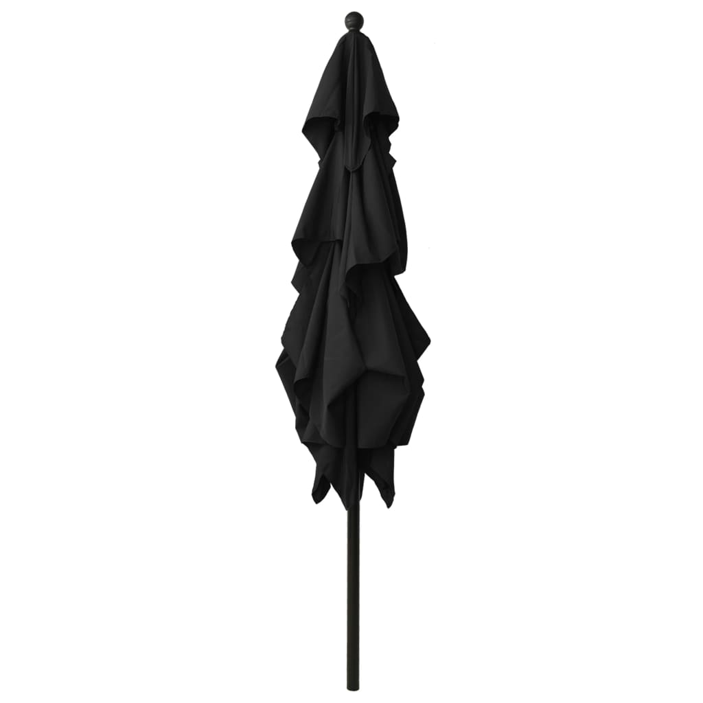 2.5 x 2.5 m Black Triple Layer Sun Umbrella with Aluminum Pole