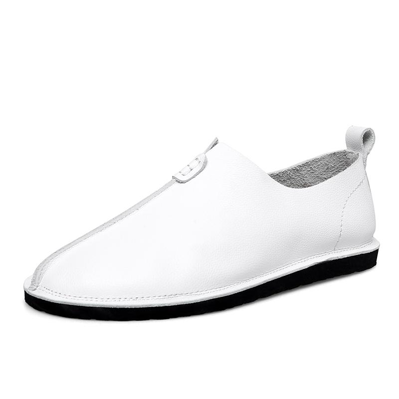 

Fashion Italian Brand Men s Genuine Leather Casual Shoes Lightweight Comfortable Loafers Versatile Simple Black Men s Work Shoes 45 белый
