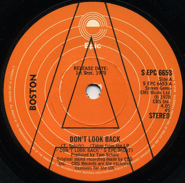 

7inch Record BOSTON - Don t Look Back SEPC6653PROMO Epic 1978 UK Rock Used