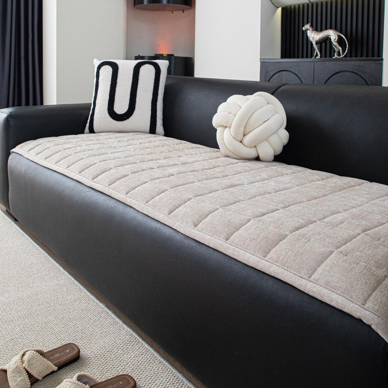 

Новый вельветовый стеганый диванный полотенце, зимний теплый утолщенный плюшевый чехол для дивана, Г-образный секционный противоскользящий современный чехол для дивана 70x150cm бежевый