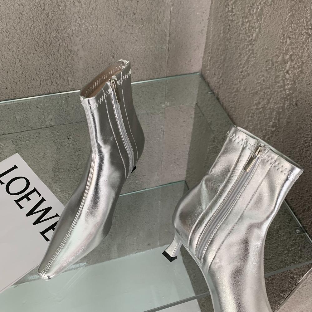 Spring New Pointed Toe Women Ankle Boots Ladies Eelgant Thin Low Heel Chelsea Shoes Soft Leather Short Boots Size 35-41