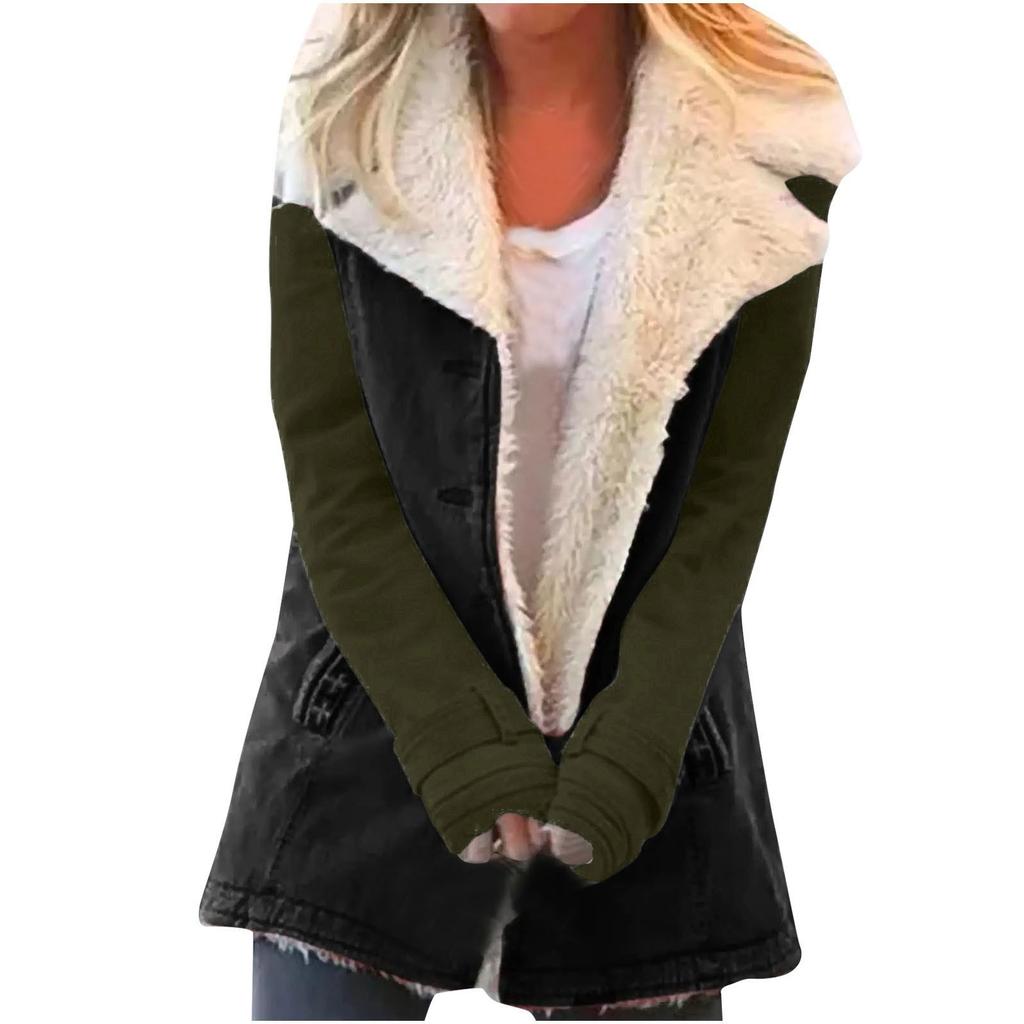 Women's Casual Fashion Loose Plus Fleece Collar With Pocket Keep Warm Jacket