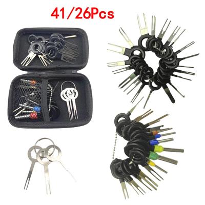 41/26pcs Kit de Démontage de Bornes de Voiture Boîte Extracteur de Connecteurs de Fiche de Fil Outil d'Extraction de Broches de Démontage Jeu d'Extracteurs de Fiches de Bornes Outils de Réparation de Fiches de Bornes