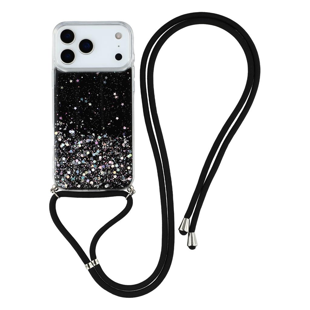For iPhone 17 Pro Max Case Cute Bling TPU Epoxy Phone Cover with Lanyard