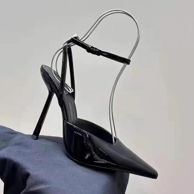 Fashion Luxury Rhinestones Patent Leather Women Pumps Sandals Elegant Square toe Stiletto High heels Summer Fashion Office Dress Shoes