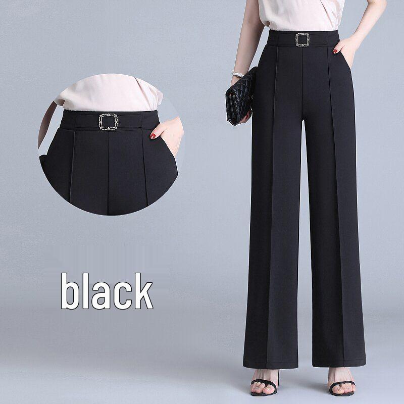 High-Waisted Draping Ice Silk Wide-Leg Women's Pants for Spring/Summer - Versatile, Loose, and Cropped.
