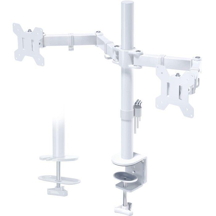 Nilox NXDMA02W Supporto Monitor 2 Bracci Bianco - Accessorio PC Alta Qualità