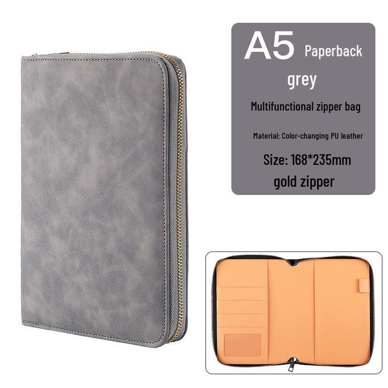 Custom Business Notebook with Zipper Bag - Multifunctional A6/B5 Notepad & Manager Folder