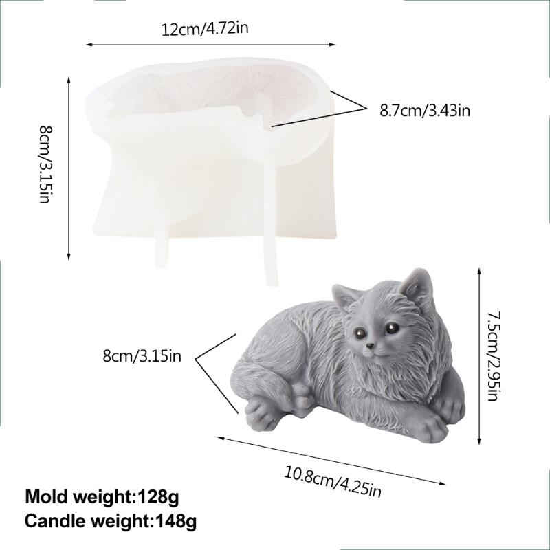 Aromatherapy Candle Mould 3D Animal Plaster Resin Silicone Mold Lying Cat Ornaments Mold for DIY Crafts Home Decors