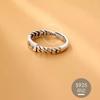 Bague Chaîne LucKy, argent coréen plaqué rétro individuel vent froid torsion ouverture marée bague alimentaire approvisionnement