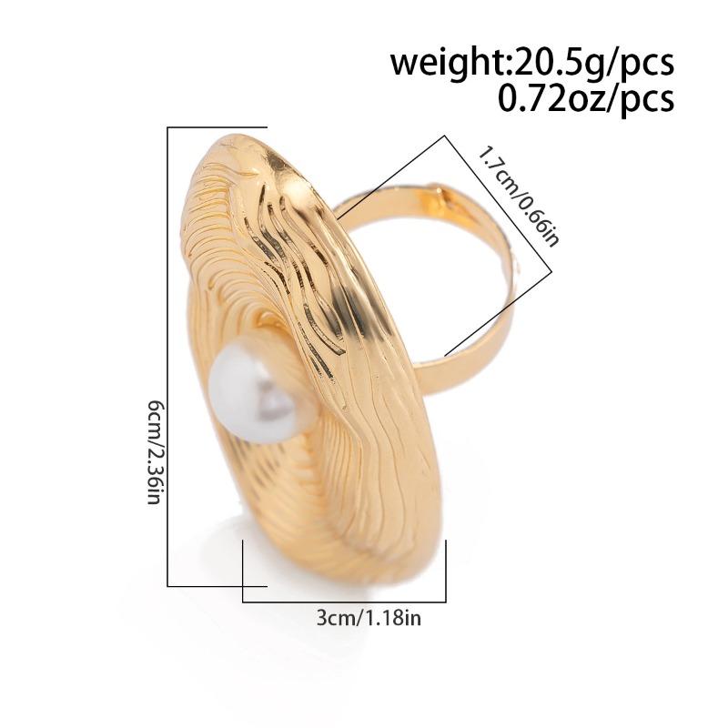 Bagues pour femmes tendance créatives perles empreintes digitales bague en métal exagérée grande bague ouverte réglable bijoux de fête de vacances accessoires