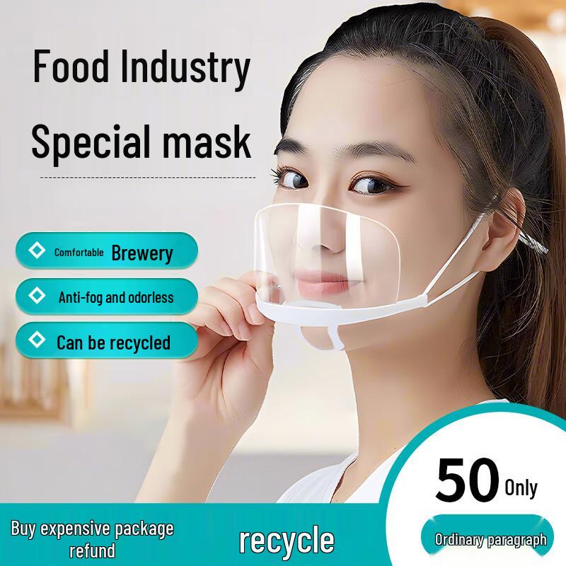 Genomskinligt Kockansiktsskydd Livsmedelsgodkänt - Spottavvisande, Engångsbruk, Leende-Vänligt.