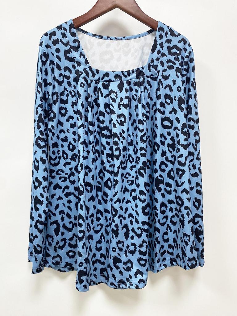 2024 European & American Leopard Print Casual Long Sleeve for Autumn/Winter