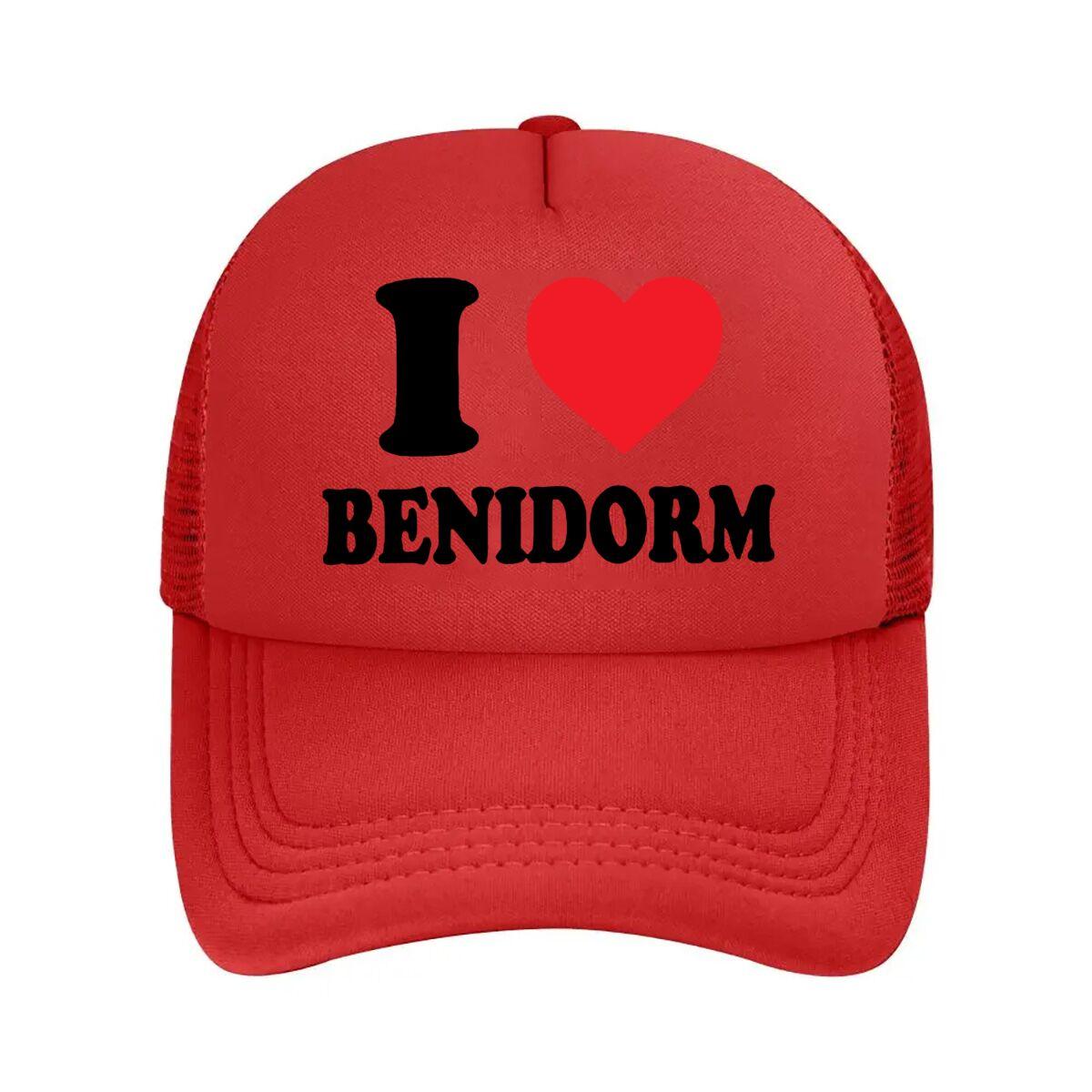 Simple I Love Benidorm Affirmation Graphic Mesh Baseball Cap One Size