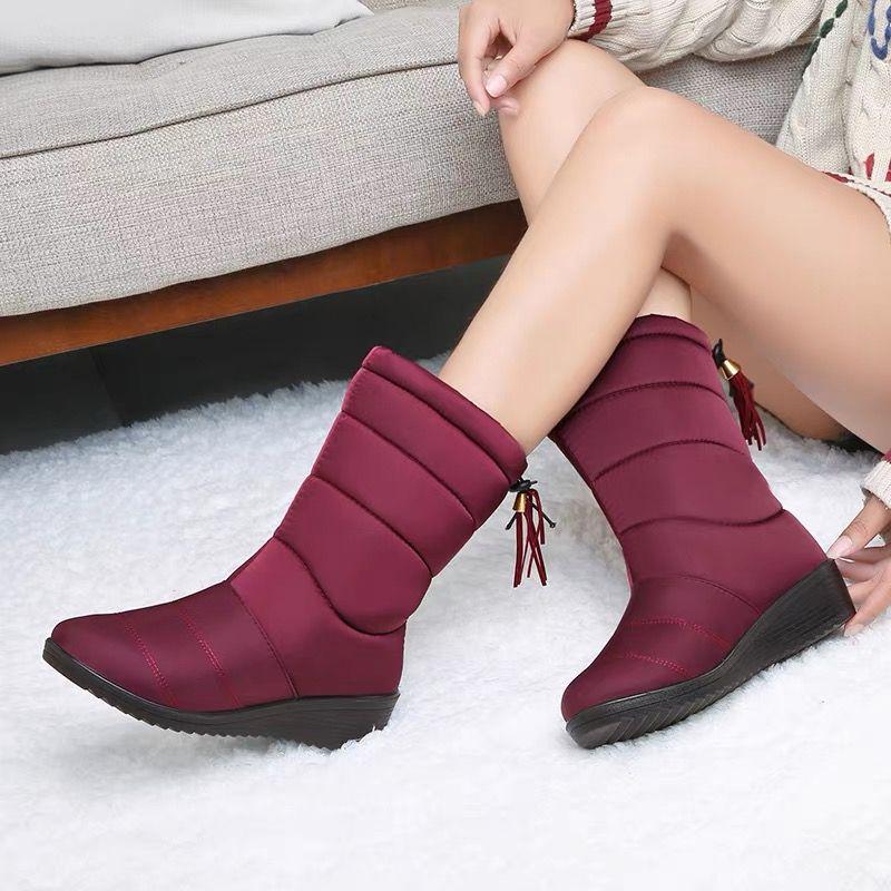 Women's Waterproof Mid-Calf Winter Boots - Non-Slip Thick Sole with Warm Velvet Lining, Plus Size Available