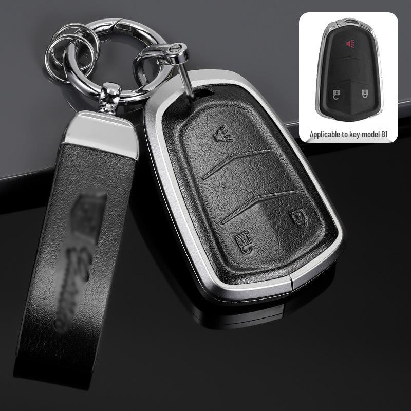 Genuine Leather Key Case for Cadillac XT5, CT5, XTS Key Fob - Unisex Design with Buckle