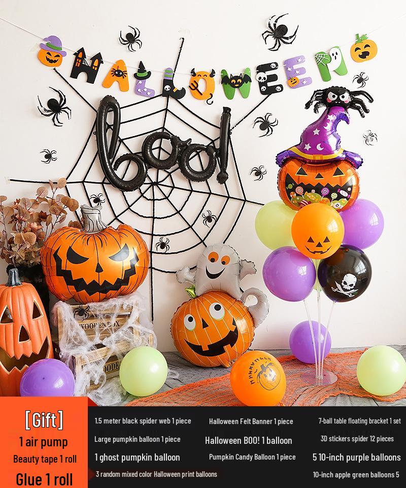Halloween Kindergarten Party Wall Decor: Balloons & Props for Kids' Atmosphere