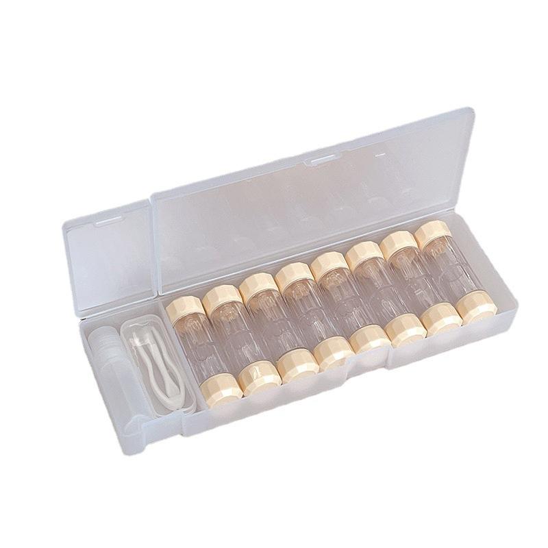 Bärbart flerpack RGP kontaktlinsfodral Cylindriskt hårt kosmetiskt kontaktlinsfodral 8-pack OK linsfodral