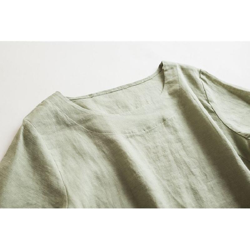 Summer Commuting Simple and Artistic Thin Round Neck Short Sleeve Women's Casual T-Shirt Top