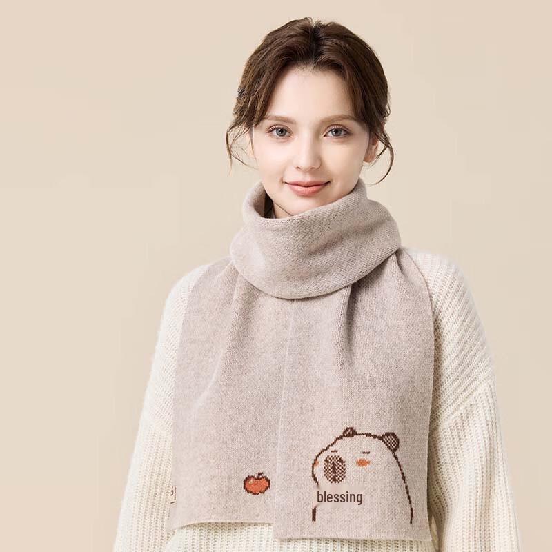 JIUMU Women's Thick Warm Knitted Wool Scarf