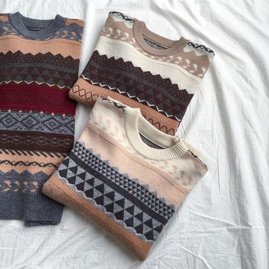Frauen Herbst Winter Lose Fit Pullover Oansatz Langarm Pullover Tops Gestreiften Druck Stricken Jumper Lässige Strickwaren