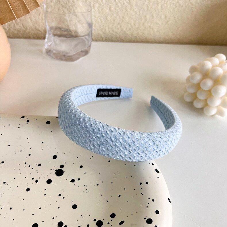 New Sweet Cream Plaid Hairband Women All-Match Sponge Go Out Solid Color Face Wash Headband Girl Hair Accessories