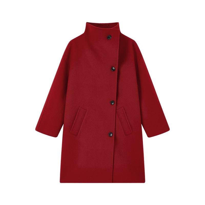 ELLE KIDS Girls  New Year Red Lapel Belted Winter Coat 165