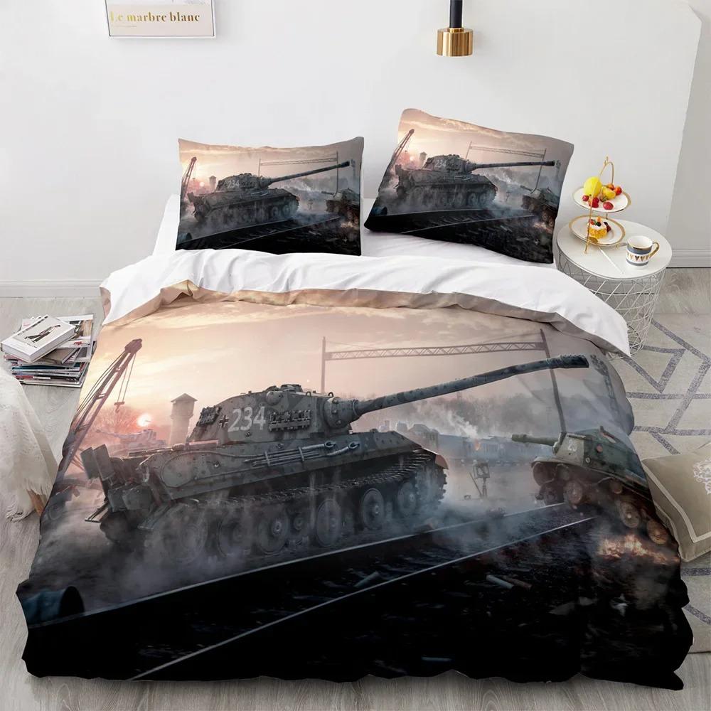 Panzer Bettbezug Fighter Bettwäschesets für Schlafzimmerdeko Jungen Jugendliche Militär Queen King Full Size Polyester Steppdecke