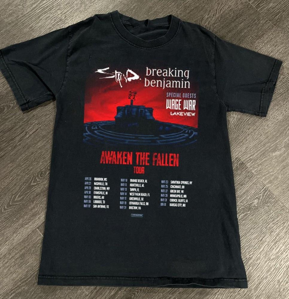 STAIND - BREAKING BENJAMIN Awaken the fallen tour Shirt Black PP2238 Unisex T-Shirt XL
