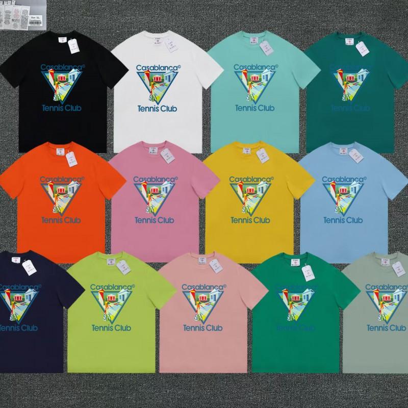 T-shirt en coton Casablanca Streetwear Coupe ample pour homme - T-shirt à manches courtes et col rond surdimensionné en 12 couleurs