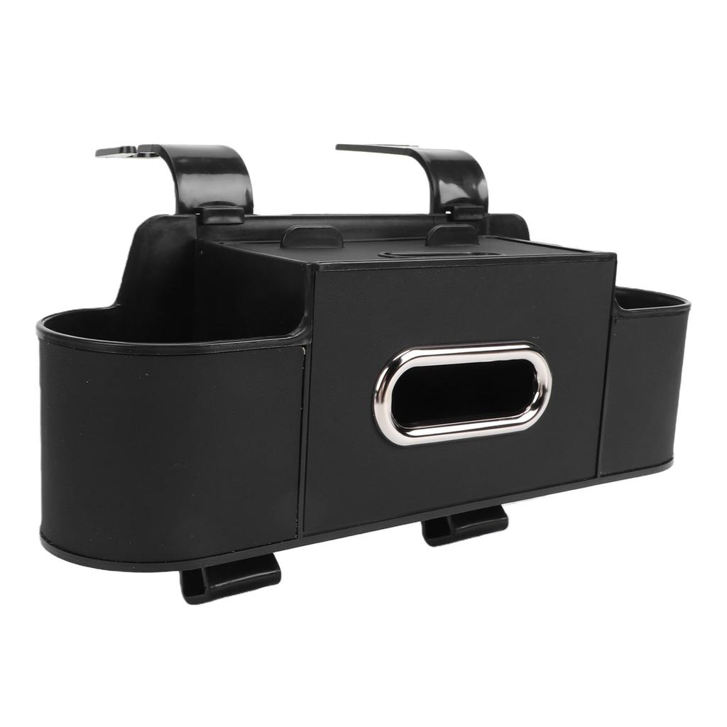 Car Back Seat Organizer with Cup Holder Tissue Dispenser Hooks Multifunctional Seat Back Storage Box for SUV Truck Sedan