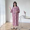 Plus Size Summer Lazy Short Sleeve Long  T-Shirt Dress Korean Oversized Loose Maternity Home Clothes