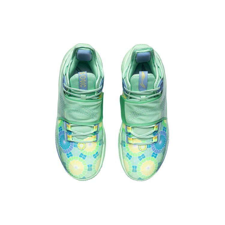 Li Ning Sonic 9 Odolné proti oděru Mid-Top Basketbalové boty Pánské tenisky Světle-Mátově-Zelená ABAR011-E