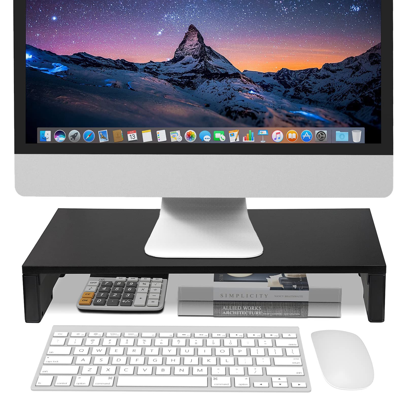 

EAYHM Подставка для монитора Деревянная Подставка для монитора Компьютер ПК Хранение клавиатуры Подставка для принтера Подставка, Подставка, Верх, Подставка, Стойка, Настольная, Подставка, чёрный