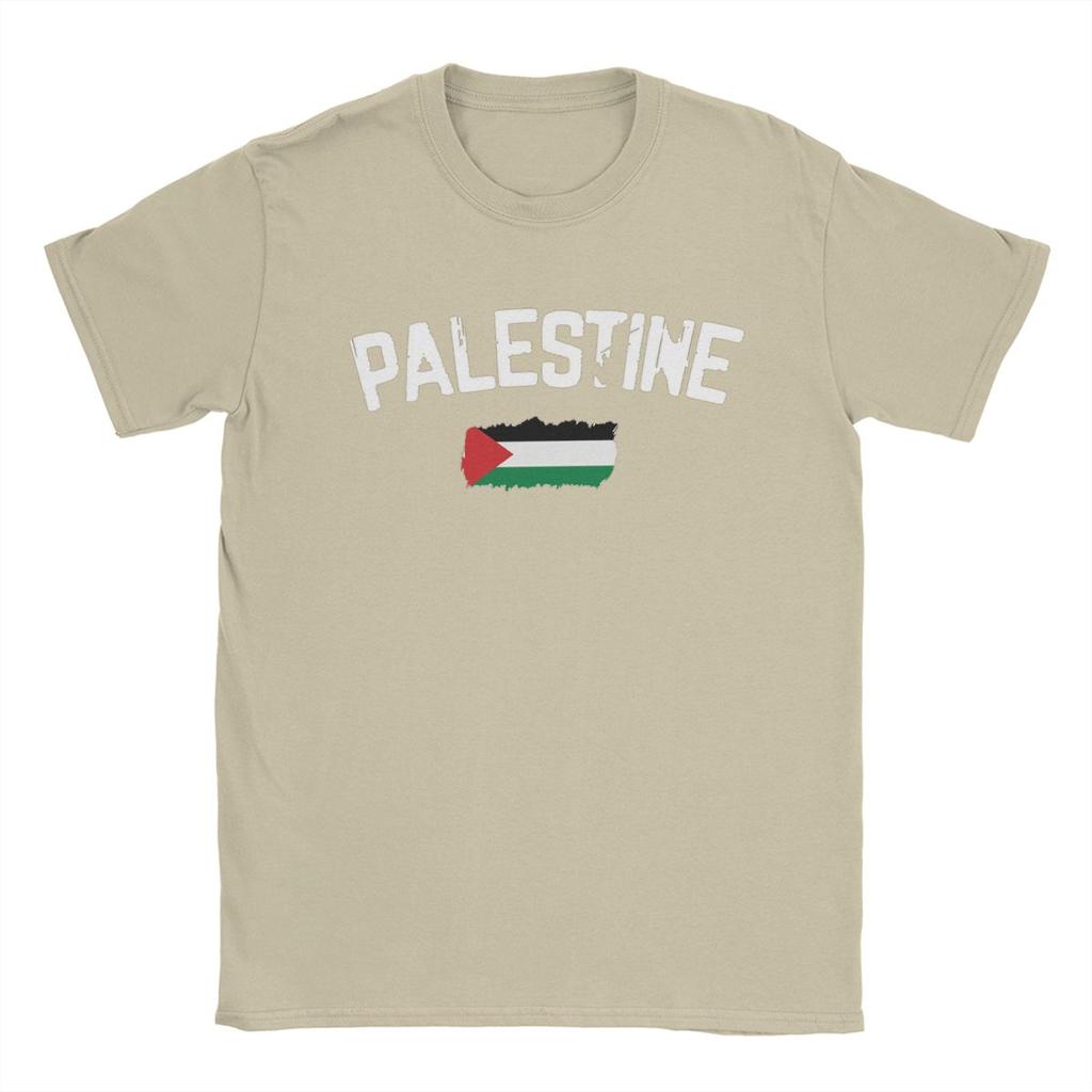 Herren Palästina Flagge T-Shirts Baumwolle Oberteile Freizeit Kurzarm Rundhals T-Shirt Große Größe T-Shirts