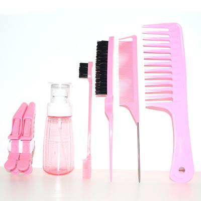 7-teiliges Haarbürsten-Set mit Mini-Sprühflasche, grobzinkigem Kamm, Krokodilklemme und weiterem Friseurzubehör für die Schönheitspflege