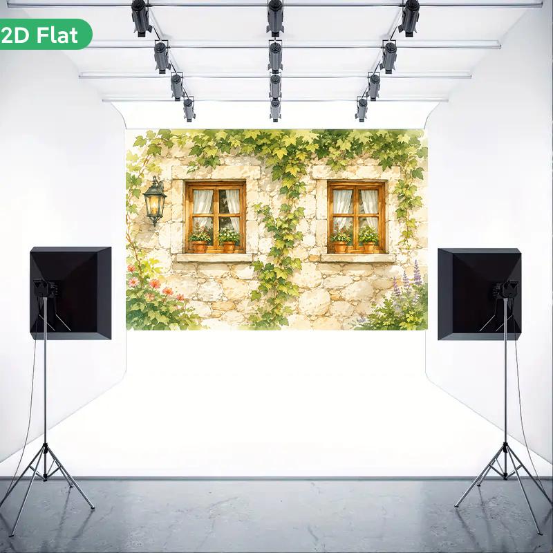 1Pcs Green Ivy Stone Wall Decoration Background Winter Backdrop Decorations For Photo Studio Photo Booth Christmas Party